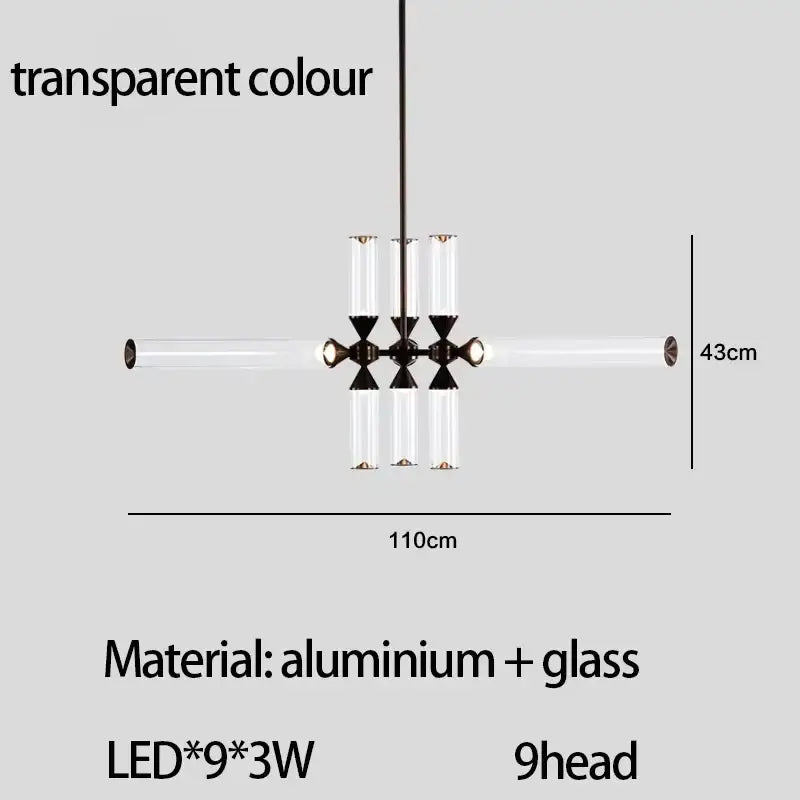 Black Glass Tube Chandelier