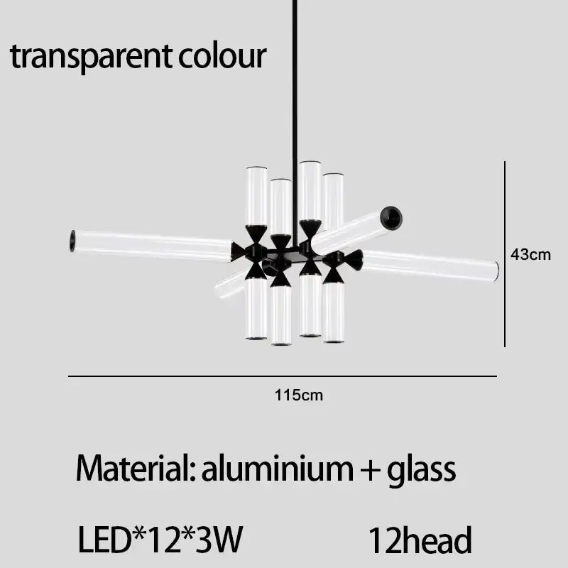 Black Glass Tube Chandelier