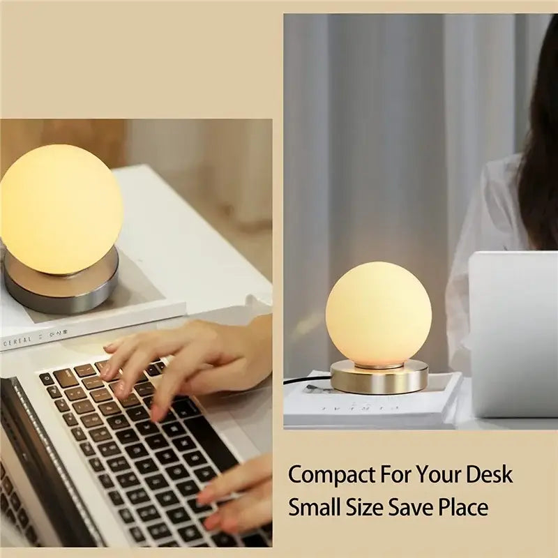 USB Frosted Glass Bedside Lamp