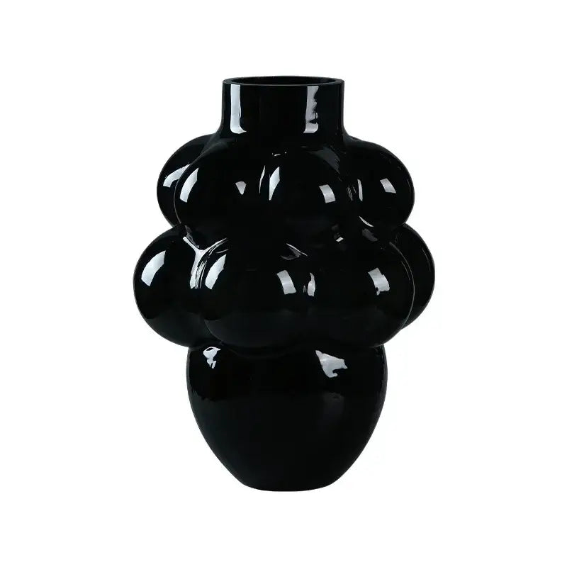 Black Geometric Glossy Tabletop Vase