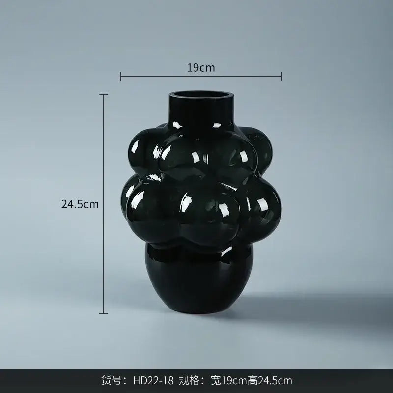 Black Geometric Glossy Tabletop Vase