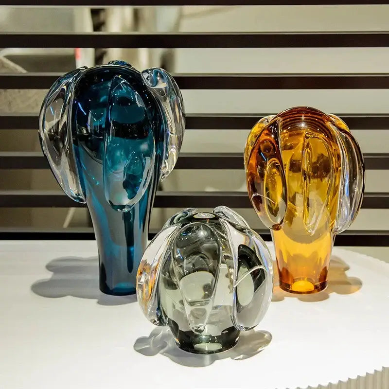 Blue Amber Cactus Glass Vase