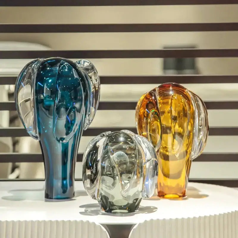 Blue Amber Cactus Glass Vase