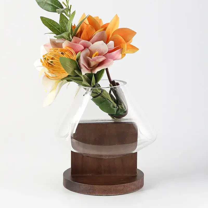 Clear Glass Wood Vase