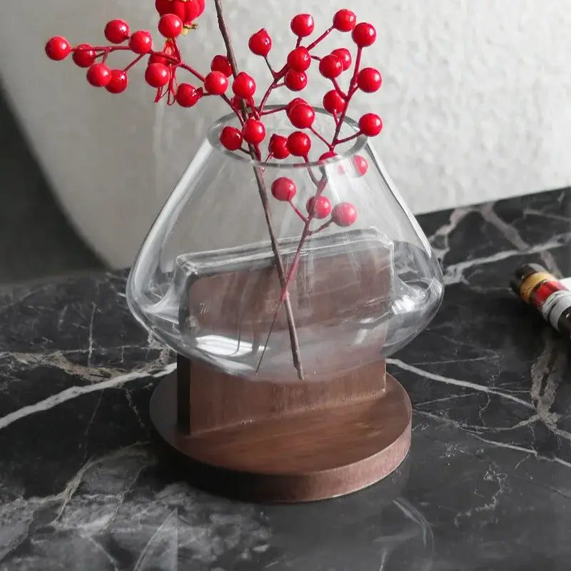 Clear Glass Wood Vase