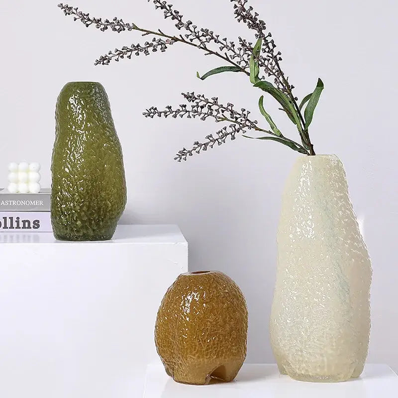Amber Textured Glass Tabletop Vase