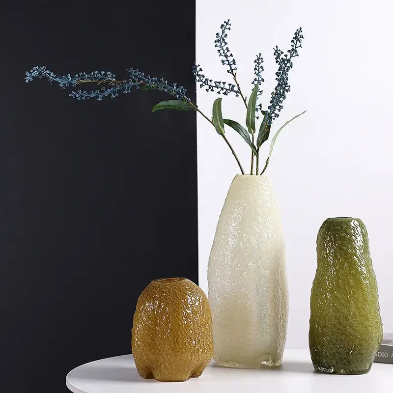 Amber Textured Glass Tabletop Vase