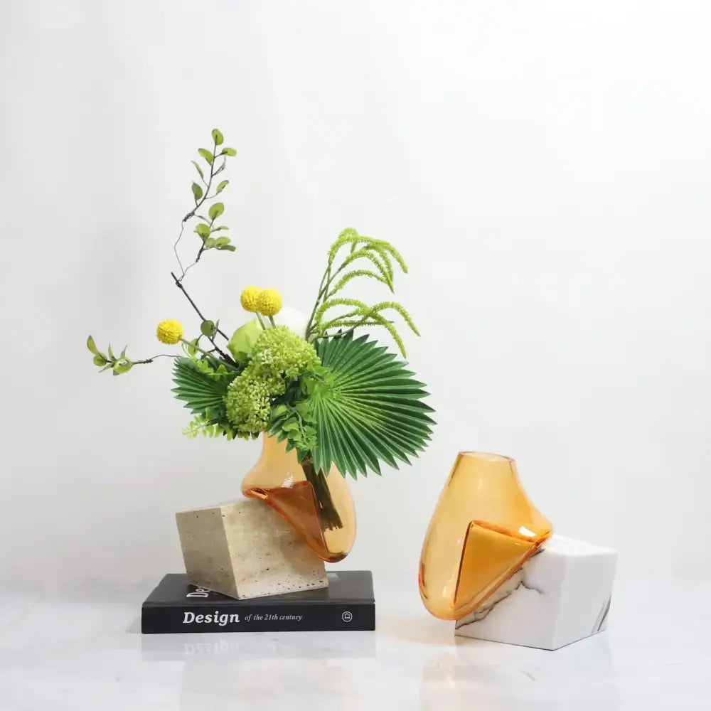 Amber Glass Marble Vase