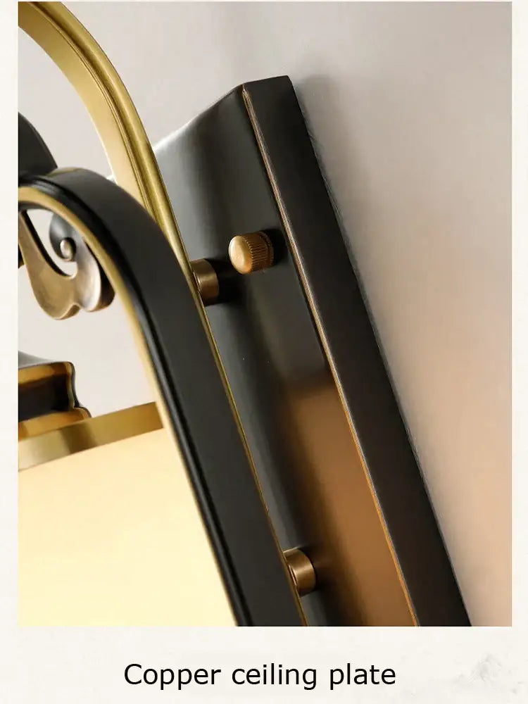 Brass Frosted Glass Living Room Wall Lamp