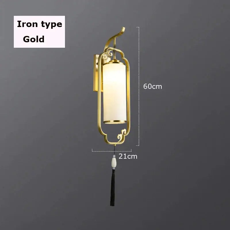 Brass Frosted Glass Living Room Wall Lamp