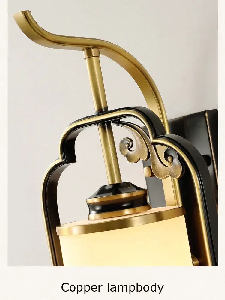 Brass Frosted Glass Living Room Wall Lamp