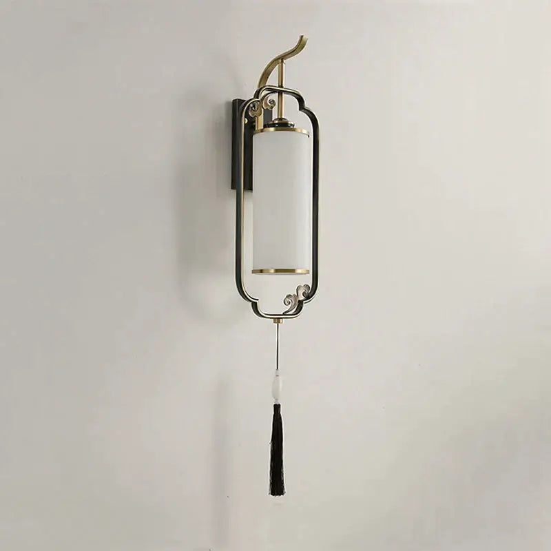 Brass Frosted Glass Living Room Wall Lamp