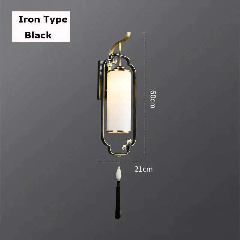 Brass Frosted Glass Living Room Wall Lamp