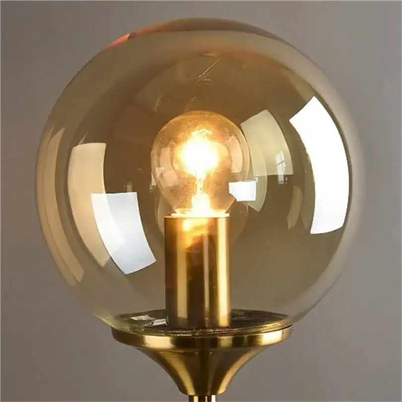 Brass Smoked Glass Bedroom Wall Lamp