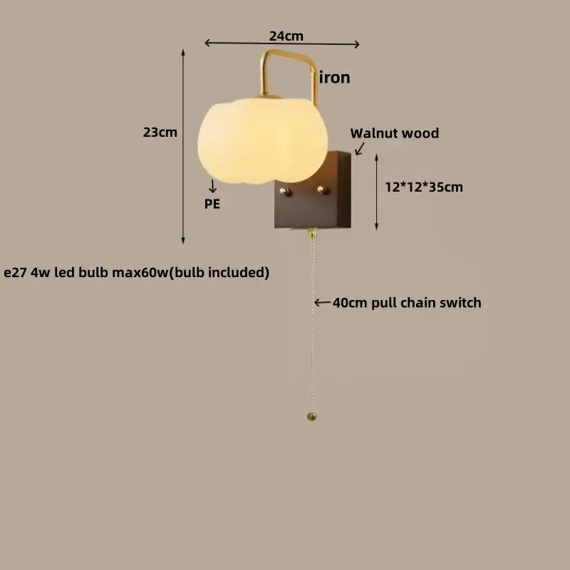 Walnut Brass Wall Fixture