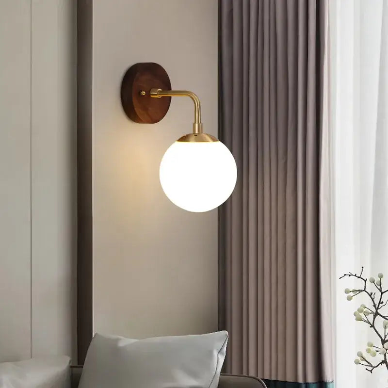 Walnut Brass Wall Fixture