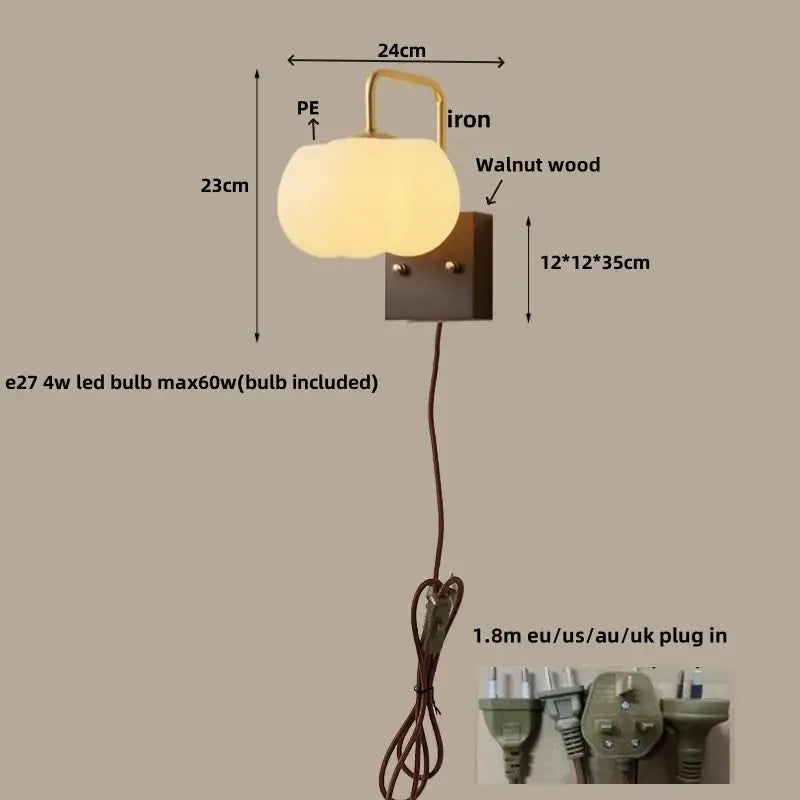 Walnut Brass Wall Fixture
