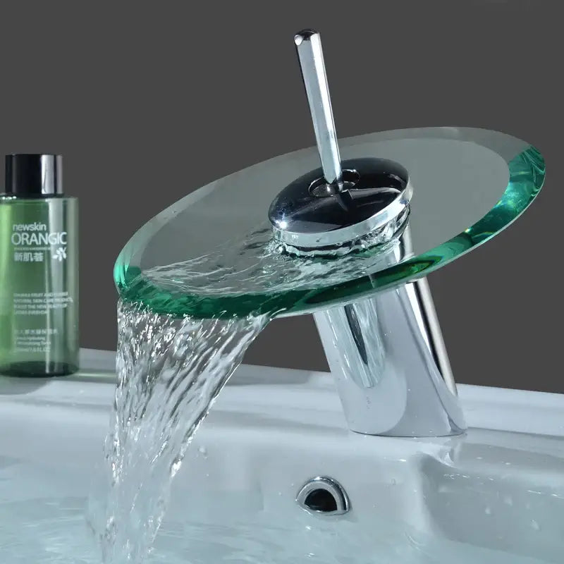 Chrome Glass Waterfall Faucet