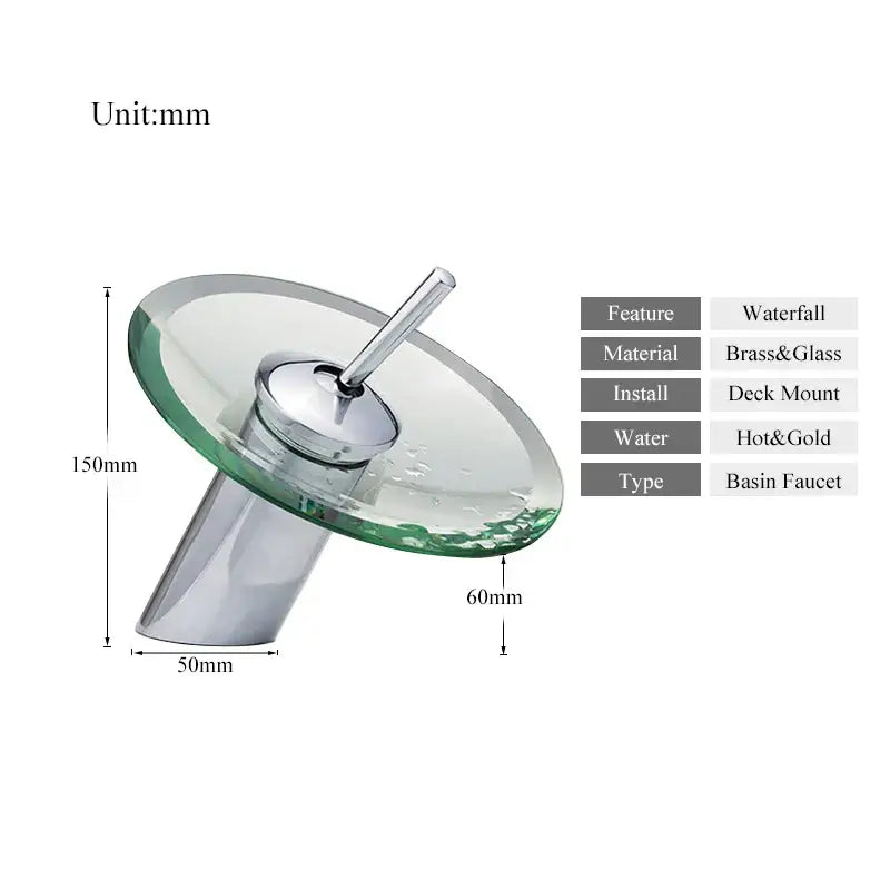 Chrome Glass Waterfall Faucet