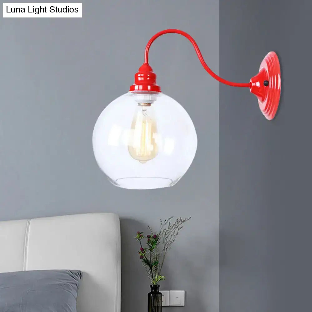 Red Glass Globe Wall Sconce