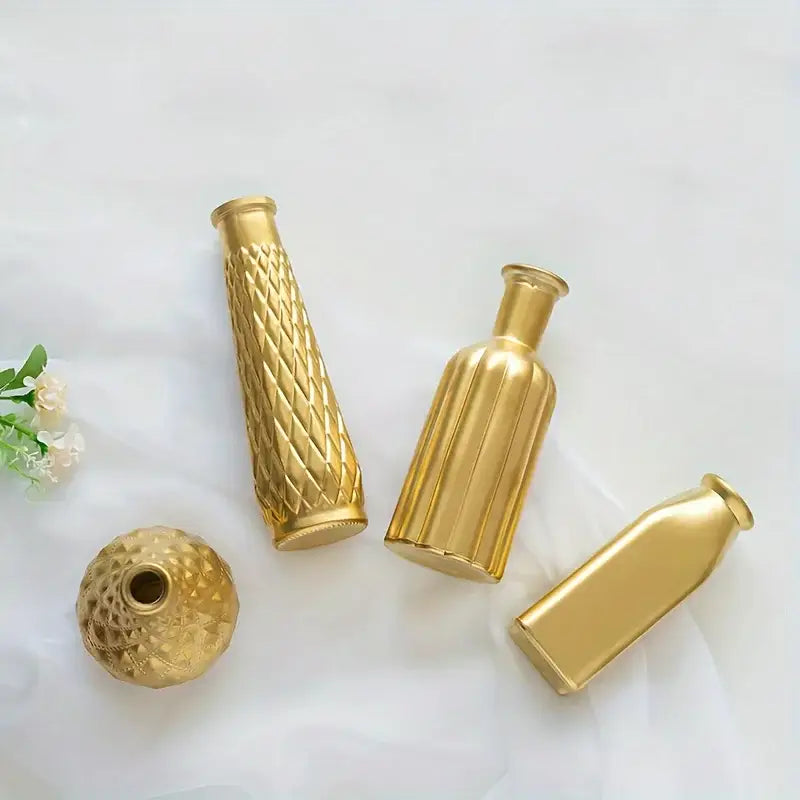 Gold Textured Glass Vase Set