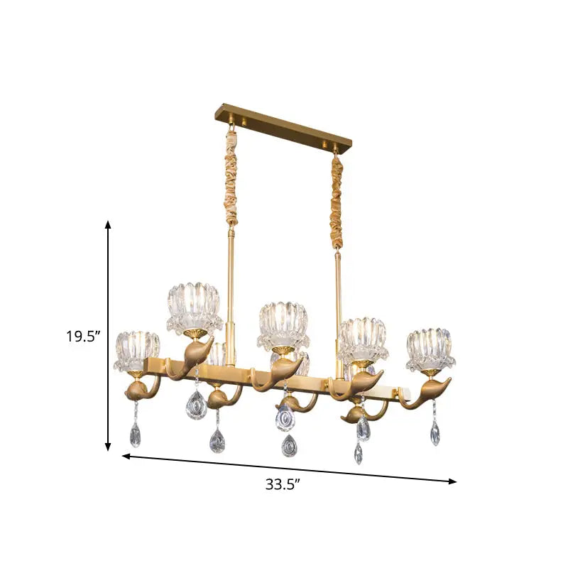 Gold Crystal Island Chandelier Eight-Head Clear