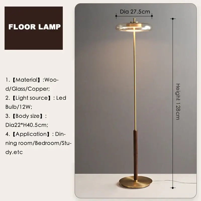 Gold Glass Mushroom Lamp