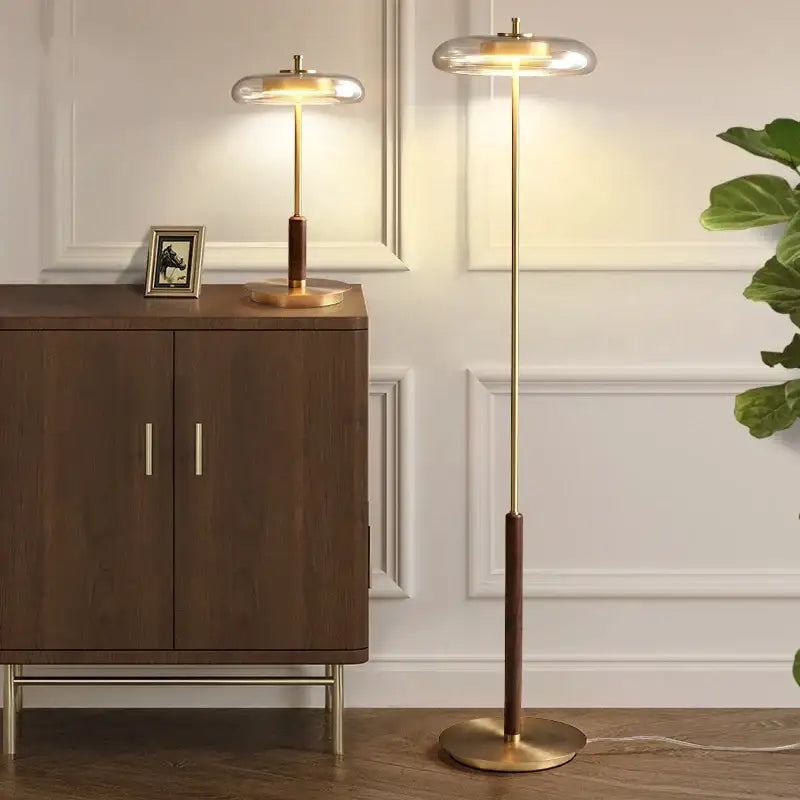 Gold Glass Mushroom Lamp