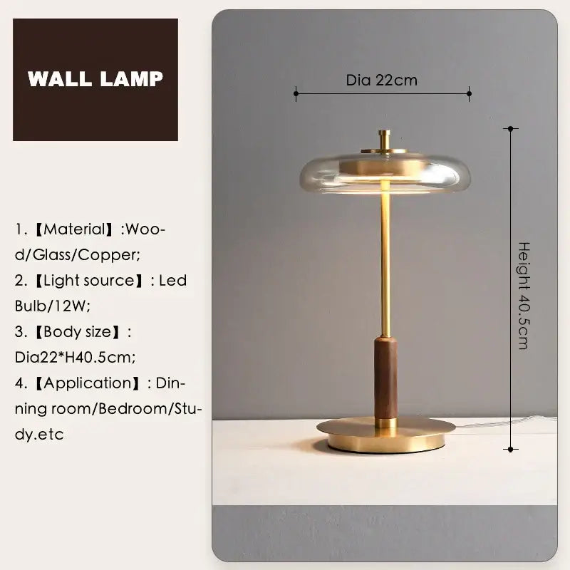 Gold Glass Mushroom Lamp