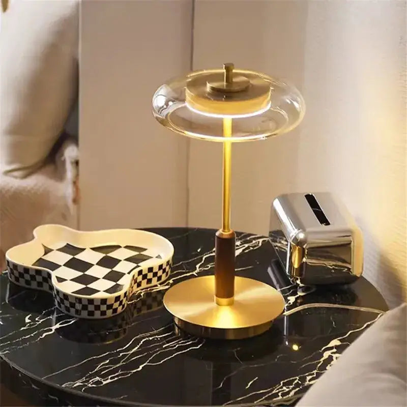 Gold Glass Mushroom Lamp