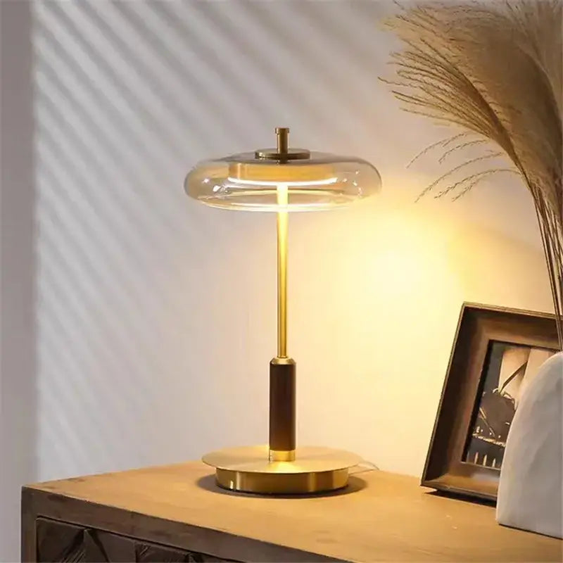 Gold Glass Mushroom Lamp