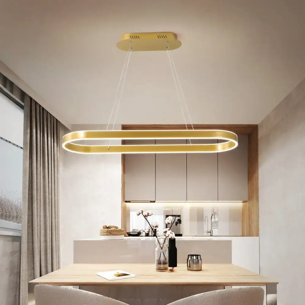 Gold Oval Hanging Lamp