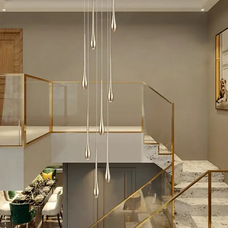 Gold Teardrop Duplex Chandelier