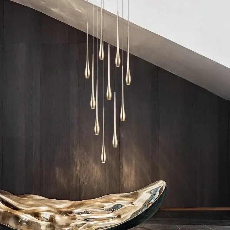 Gold Teardrop Duplex Chandelier