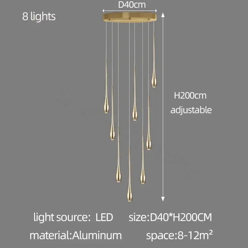 Gold Teardrop Duplex Chandelier