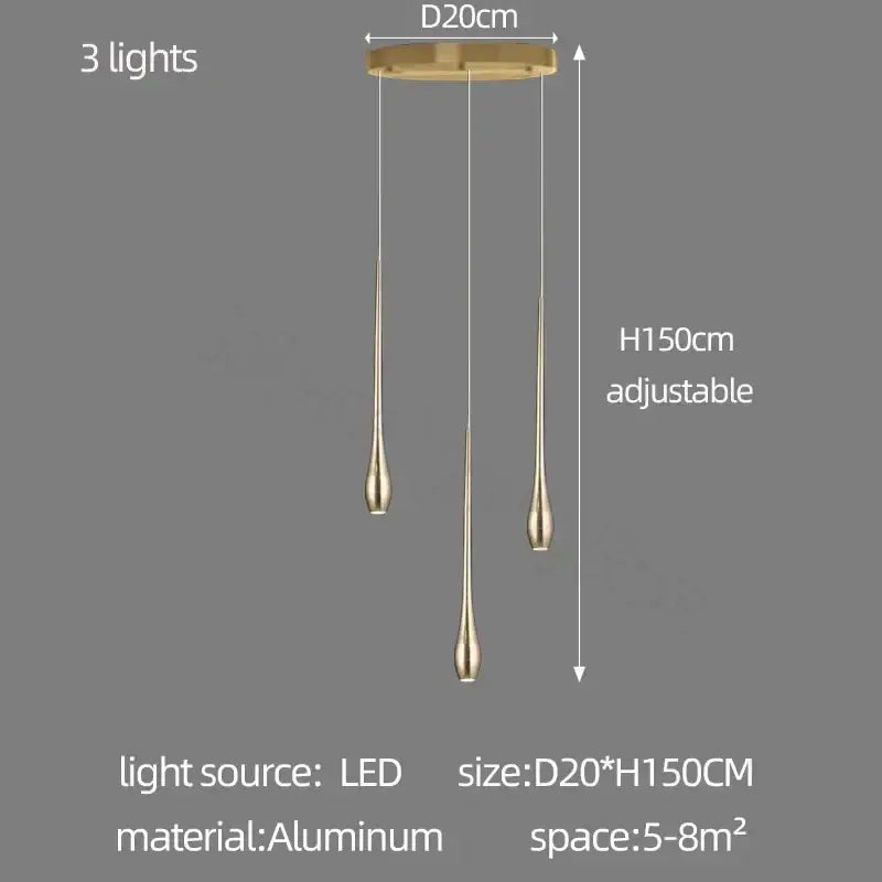 Gold Teardrop Duplex Chandelier