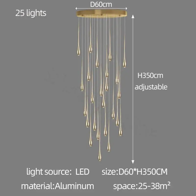 Gold Teardrop Duplex Chandelier