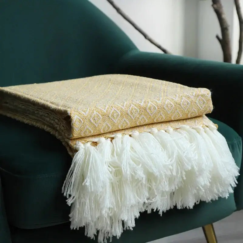 Gold Cream Geometric Throw
