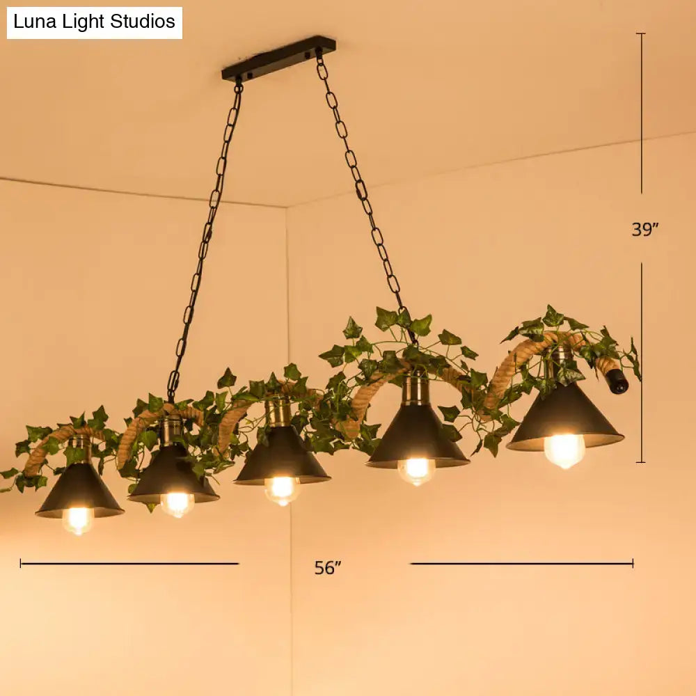 Black Faux Plant Pendant