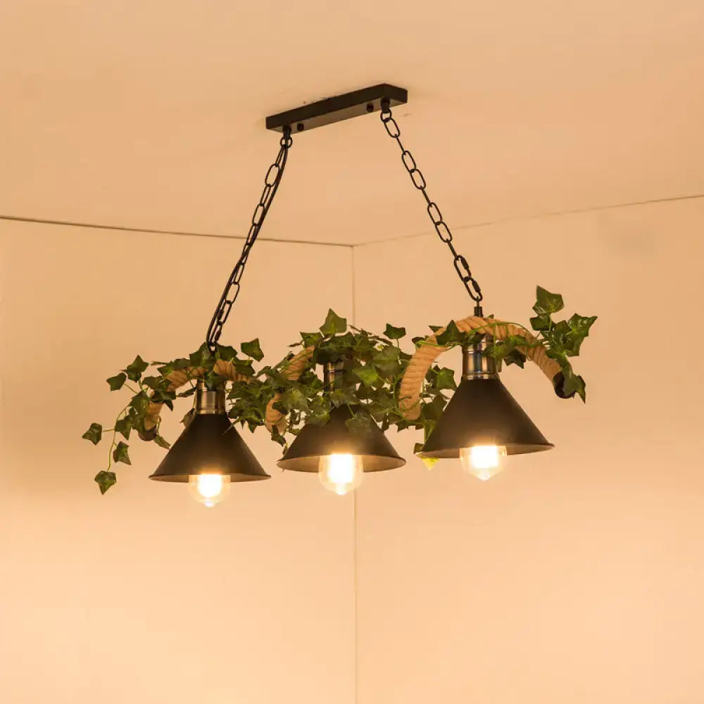 Black Faux Plant Pendant