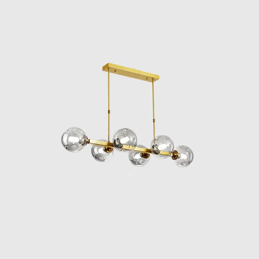Black Gold Hand-Blown Glass Eight-Light Chandelier