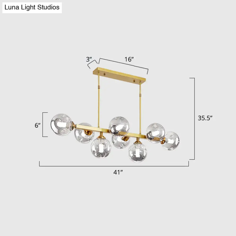 Black Gold Hand-Blown Glass Eight-Light Chandelier