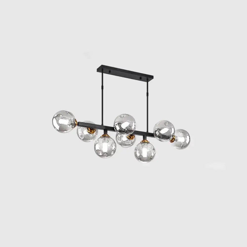 Black Gold Hand-Blown Glass Eight-Light Chandelier