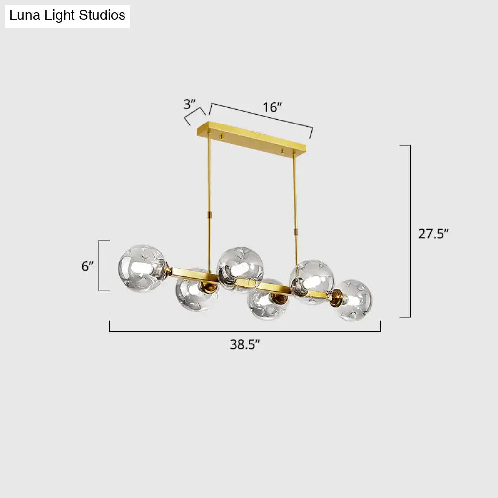Black Gold Hand-Blown Glass Eight-Light Chandelier
