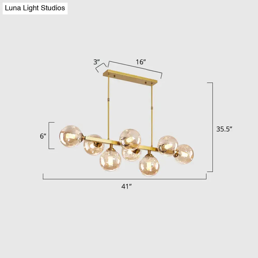 Black Gold Hand-Blown Glass Eight-Light Chandelier
