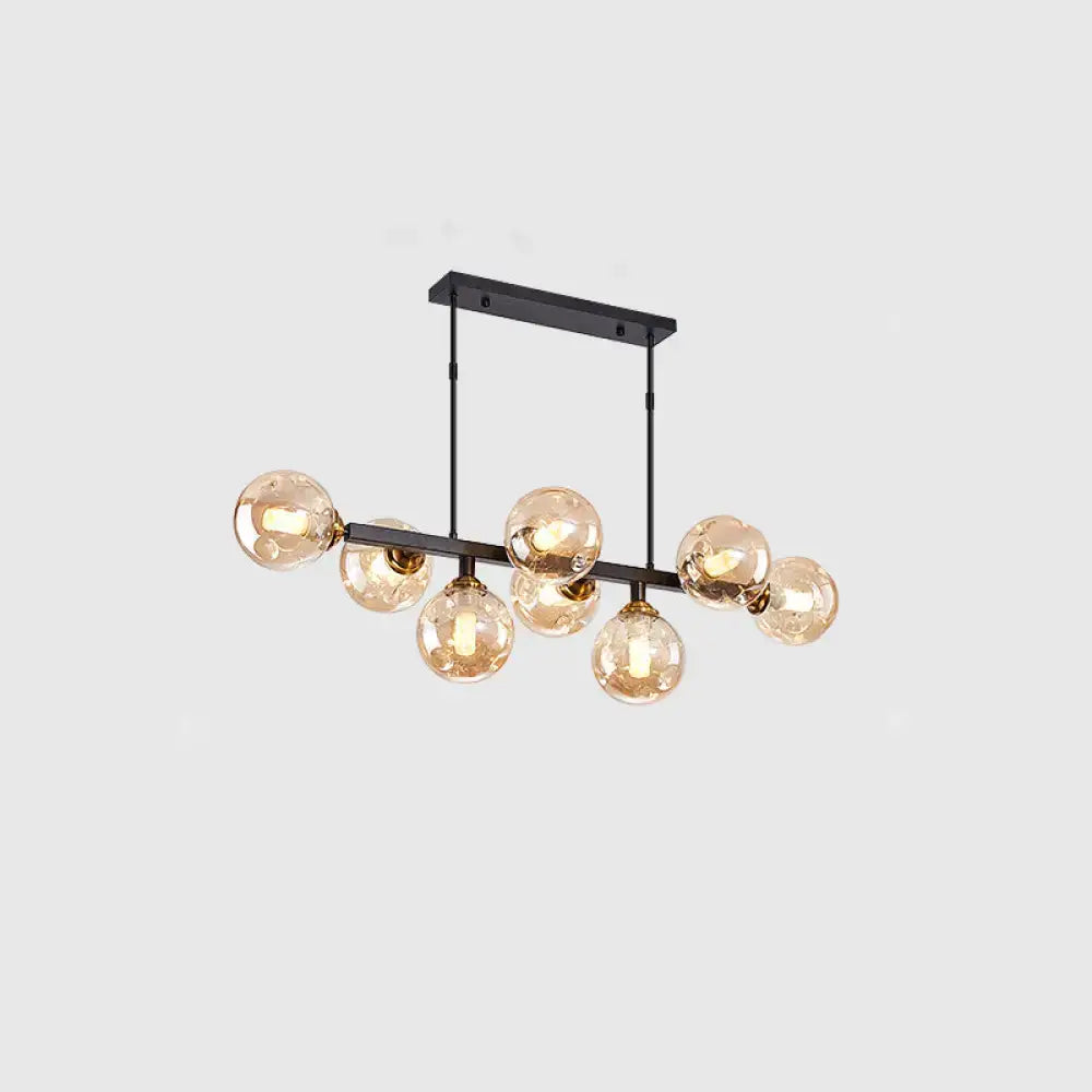 Black Gold Hand-Blown Glass Eight-Light Chandelier