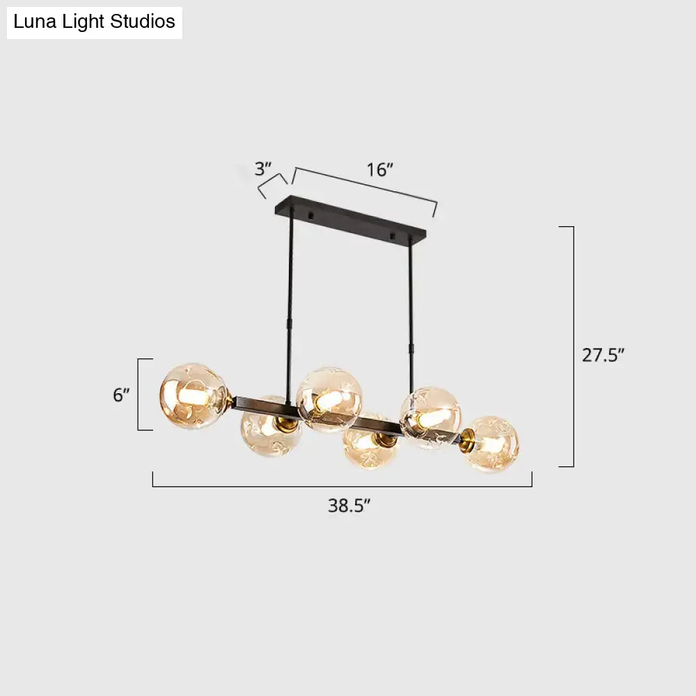 Black Gold Hand-Blown Glass Eight-Light Chandelier