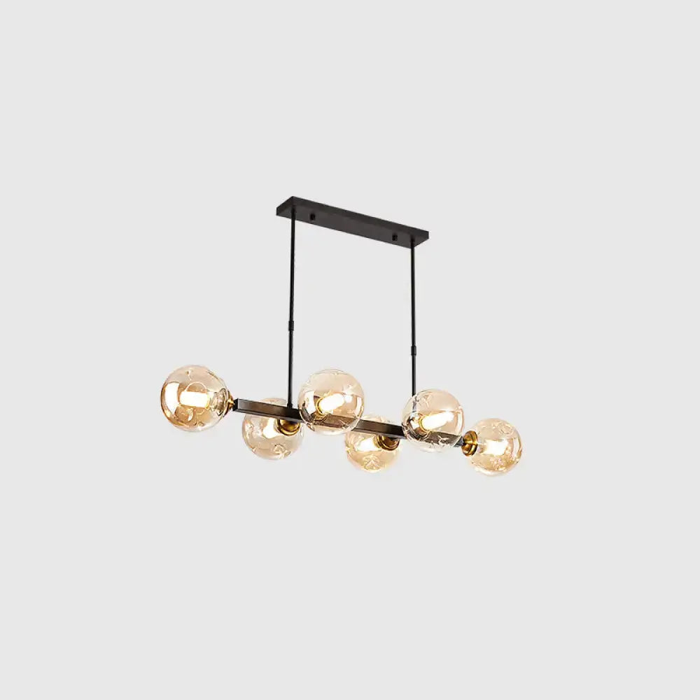 Black Gold Hand-Blown Glass Eight-Light Chandelier