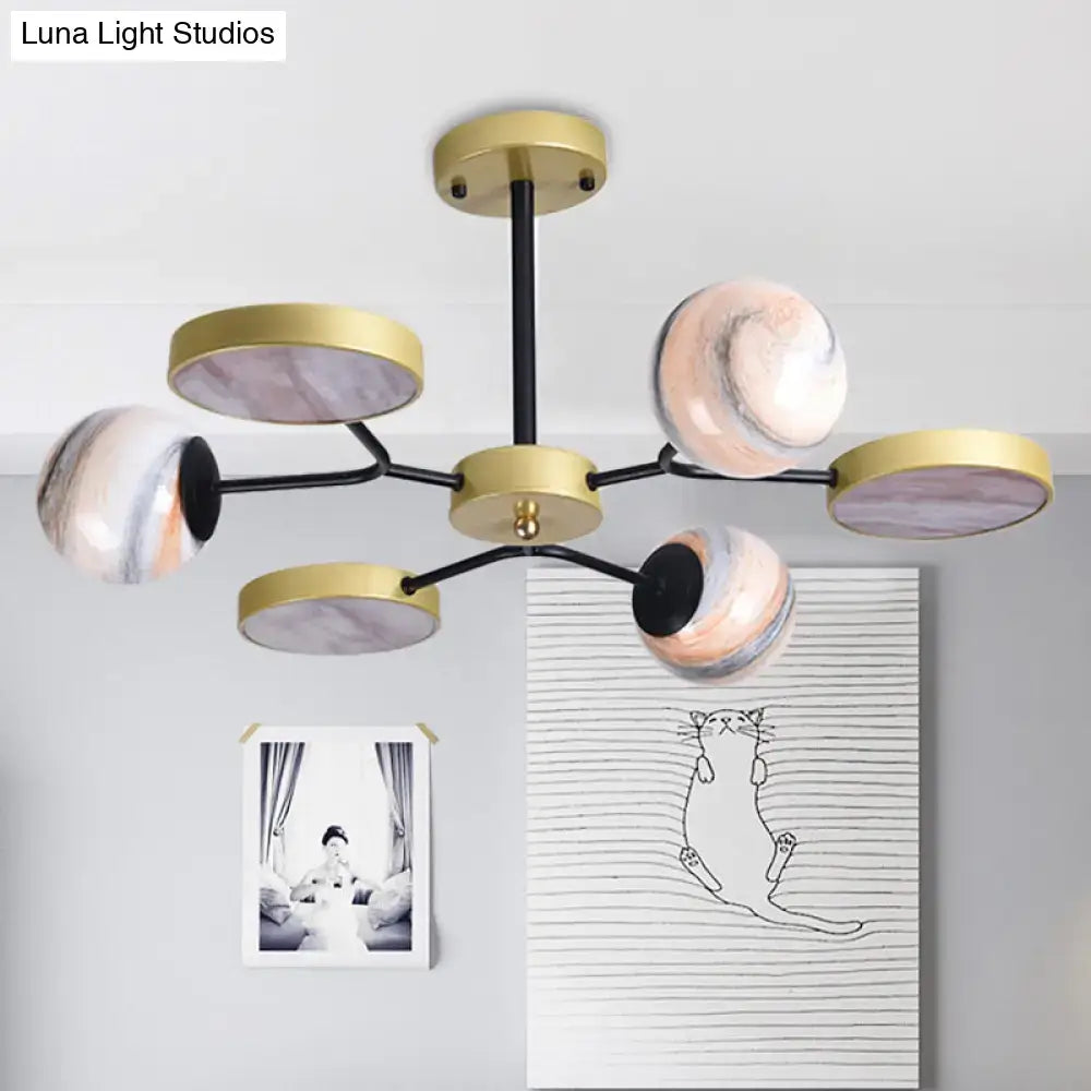 Gold Glass Chandelier Light