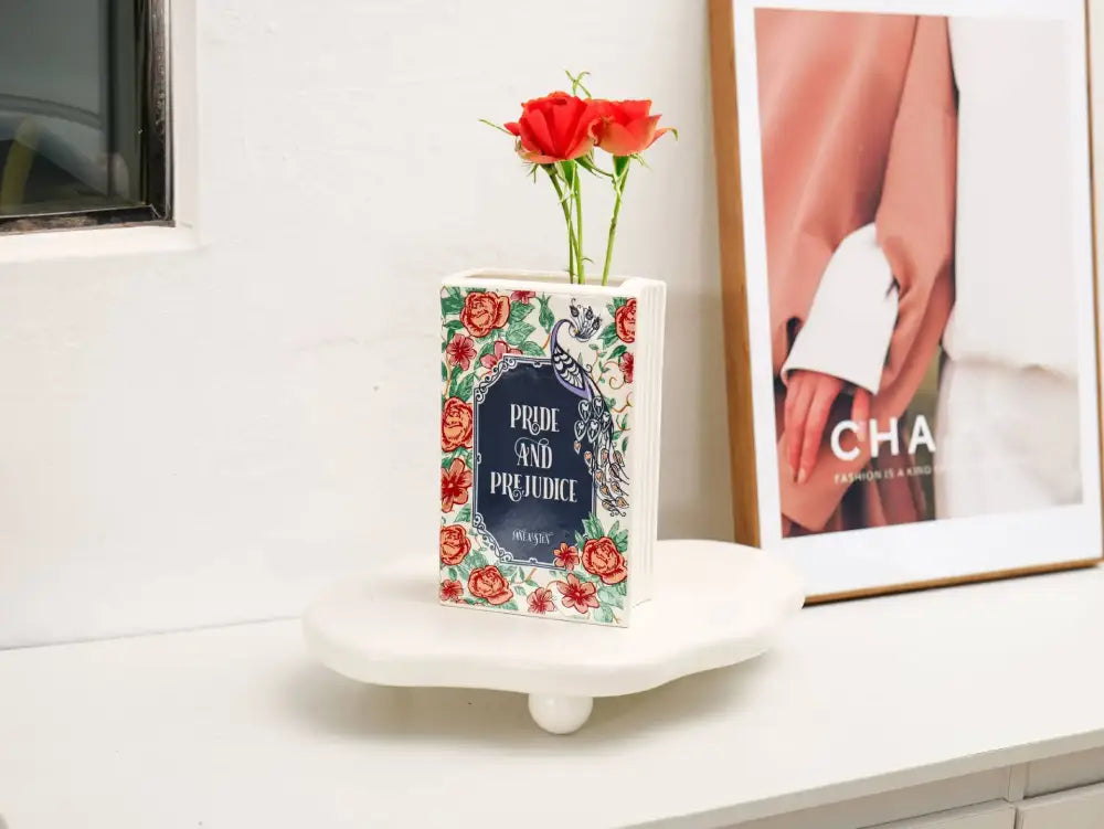 Navy Ceramic Book Vase